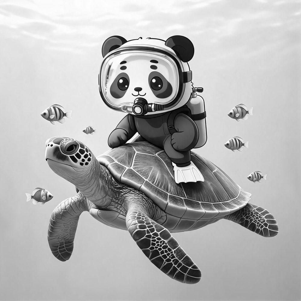Sea turtle ride ocean coloring page